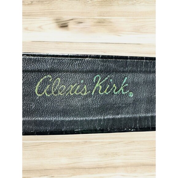 Alexis Kirk Black Reptile Embossed Leather Belt With Cabochon Buckle